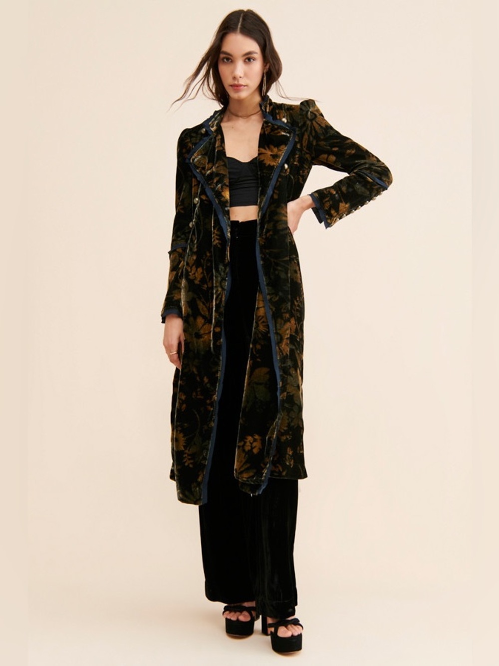 Free People Hazel Velvet Floral Duster Size Small - Picture 5 of 12